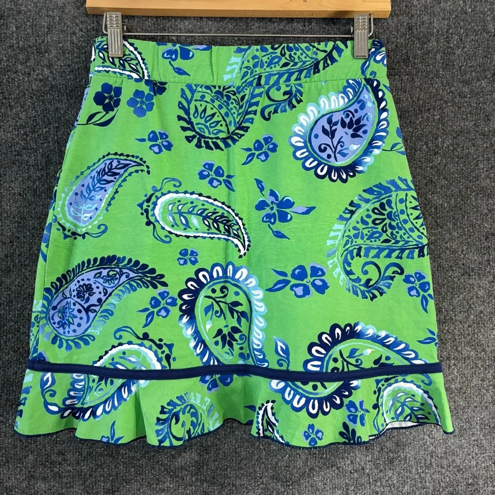 Ana Clare Womens Paisley Skort Size Small Green Blue Pockets Golf Activewear - Picture 2 of 7